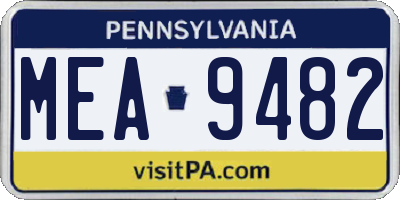 PA license plate MEA9482