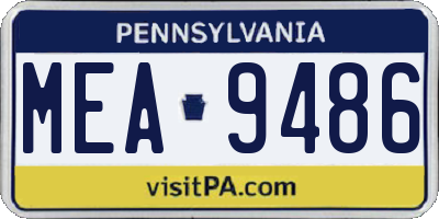 PA license plate MEA9486
