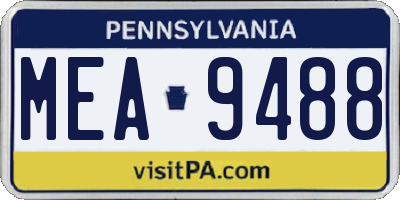 PA license plate MEA9488