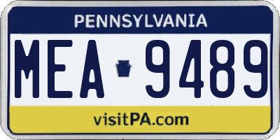 PA license plate MEA9489