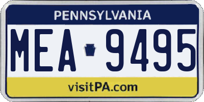 PA license plate MEA9495