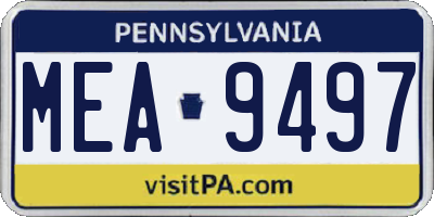 PA license plate MEA9497