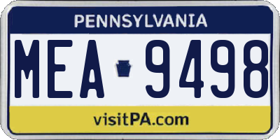 PA license plate MEA9498