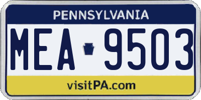 PA license plate MEA9503