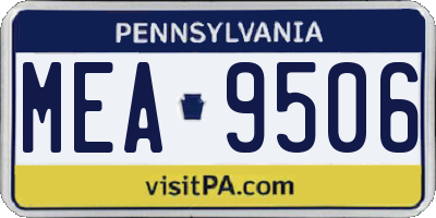 PA license plate MEA9506