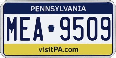 PA license plate MEA9509