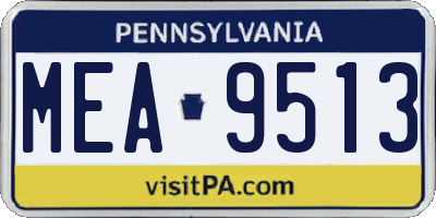 PA license plate MEA9513