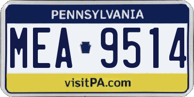 PA license plate MEA9514