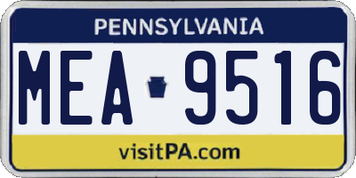 PA license plate MEA9516