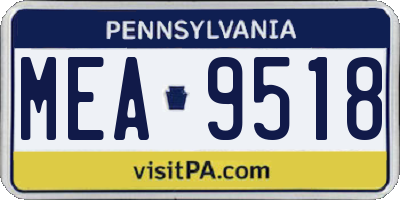 PA license plate MEA9518