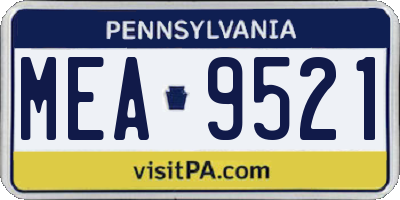 PA license plate MEA9521