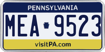 PA license plate MEA9523