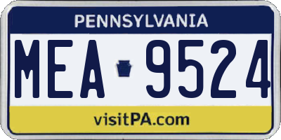 PA license plate MEA9524
