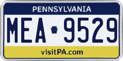 PA license plate MEA9529