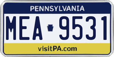 PA license plate MEA9531