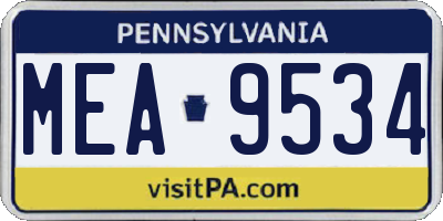 PA license plate MEA9534
