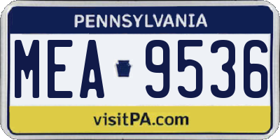PA license plate MEA9536