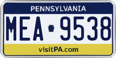 PA license plate MEA9538