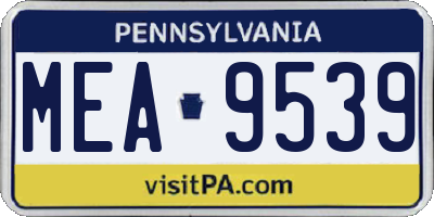 PA license plate MEA9539