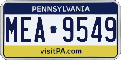 PA license plate MEA9549