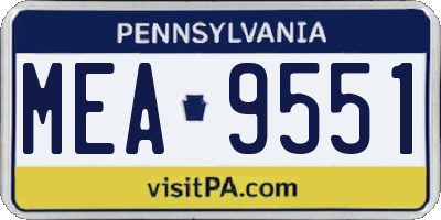 PA license plate MEA9551
