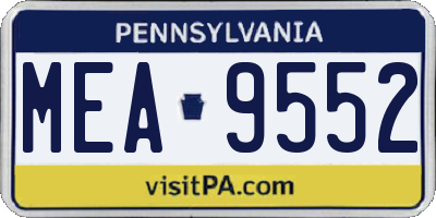 PA license plate MEA9552