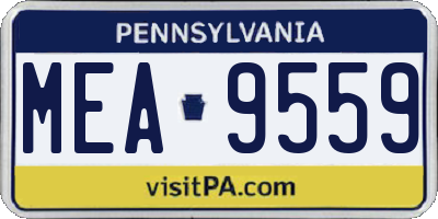 PA license plate MEA9559