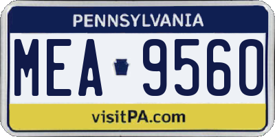 PA license plate MEA9560