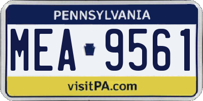PA license plate MEA9561