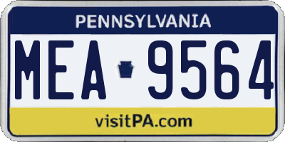 PA license plate MEA9564