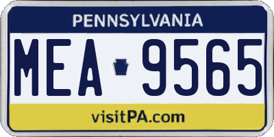 PA license plate MEA9565