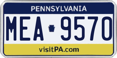 PA license plate MEA9570