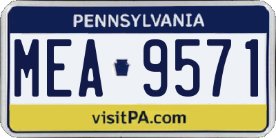 PA license plate MEA9571