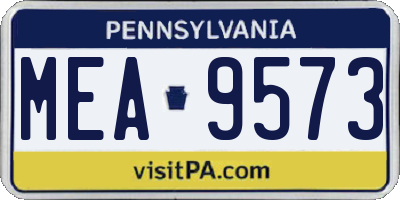 PA license plate MEA9573