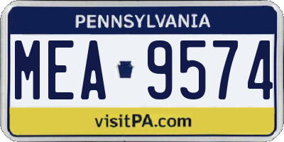 PA license plate MEA9574