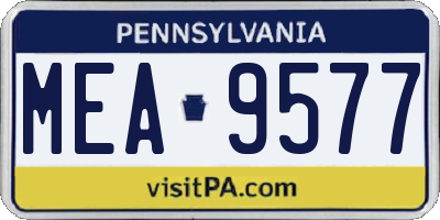 PA license plate MEA9577