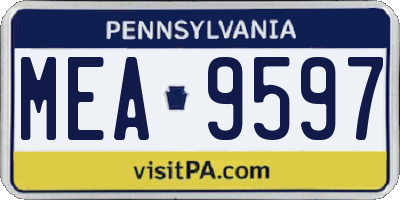 PA license plate MEA9597
