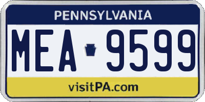 PA license plate MEA9599
