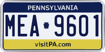 PA license plate MEA9601