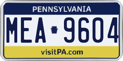 PA license plate MEA9604