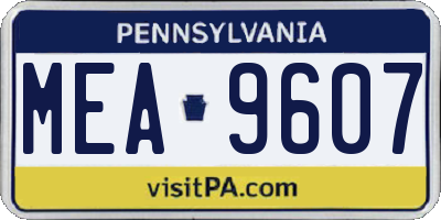 PA license plate MEA9607