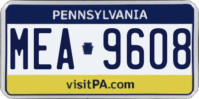 PA license plate MEA9608