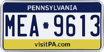PA license plate MEA9613