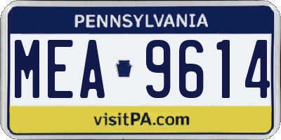 PA license plate MEA9614