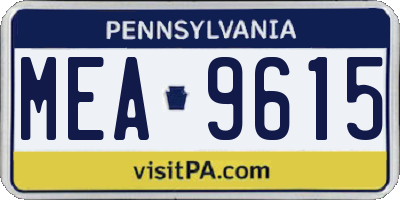 PA license plate MEA9615