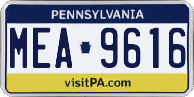 PA license plate MEA9616
