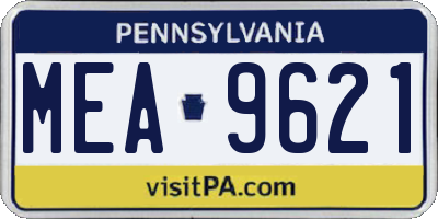 PA license plate MEA9621