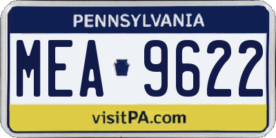PA license plate MEA9622