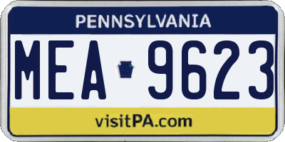 PA license plate MEA9623