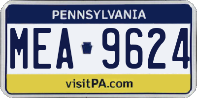 PA license plate MEA9624